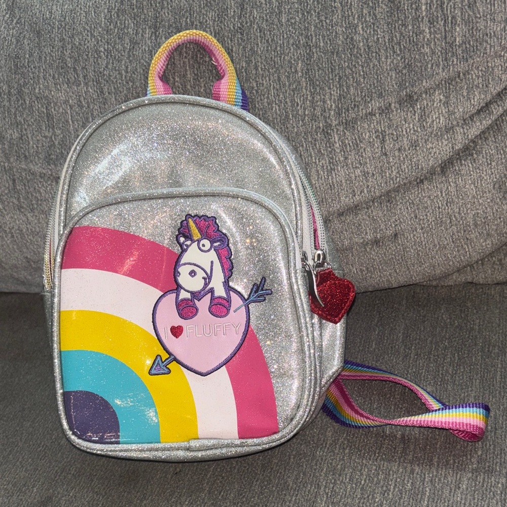 Glittery Silver Unicorn Kids Backpack